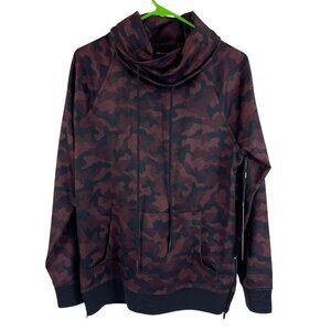 Karl Lagerfeld Camo Zip Up Jacket Sz Small Mens Maroon Cowlneck Sweatshirt